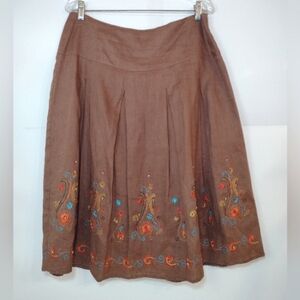 Silkland Women's Brown Skirt With Embroidery Size (10)